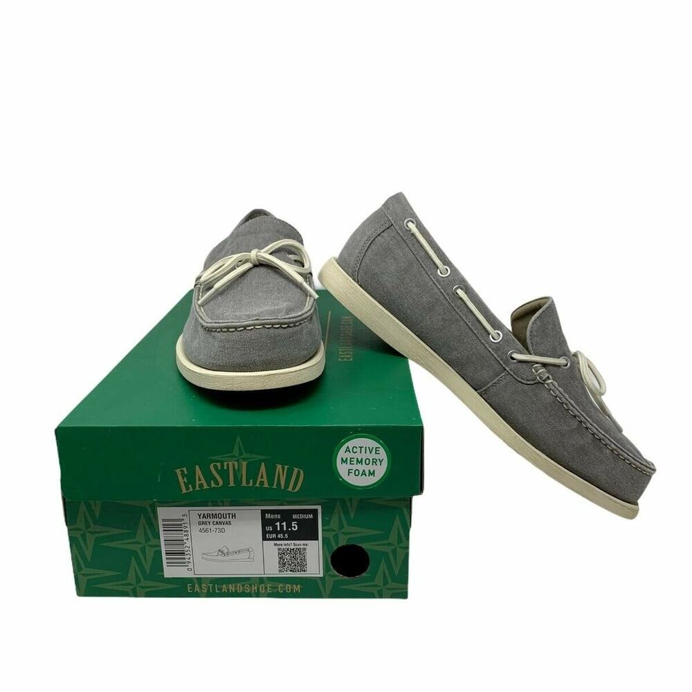 Eastland Men's Grey Yarmouth 1-Eye Canvas Boat Shoes 11.5 D